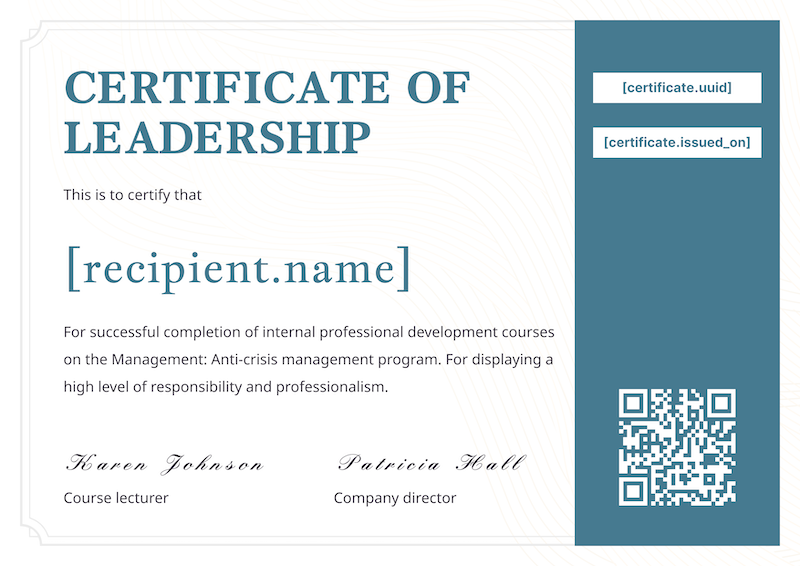 Corporate Leadership Development Certificate Template Preview