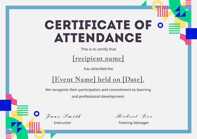 Modern Certificate of Attendance Template