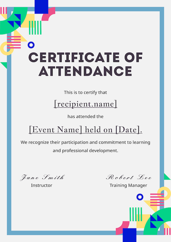 Creative Attendance Certificate Template