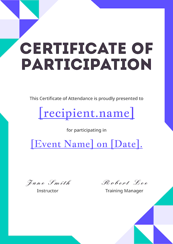 Modern Geometric Participation Certificate Template Preview
