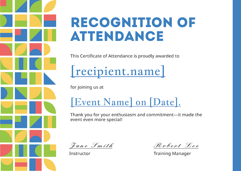 Bauhaus Geometric Attendance Recognition Template Preview