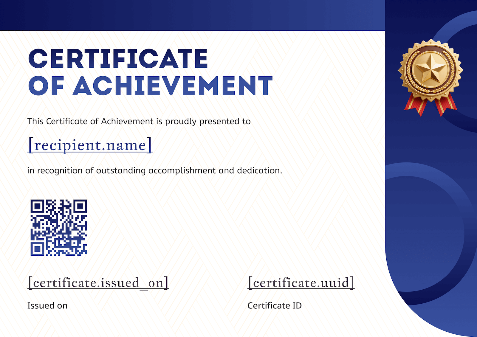 Navy Blue Achievement Certificate with Gold Badge Template Preview