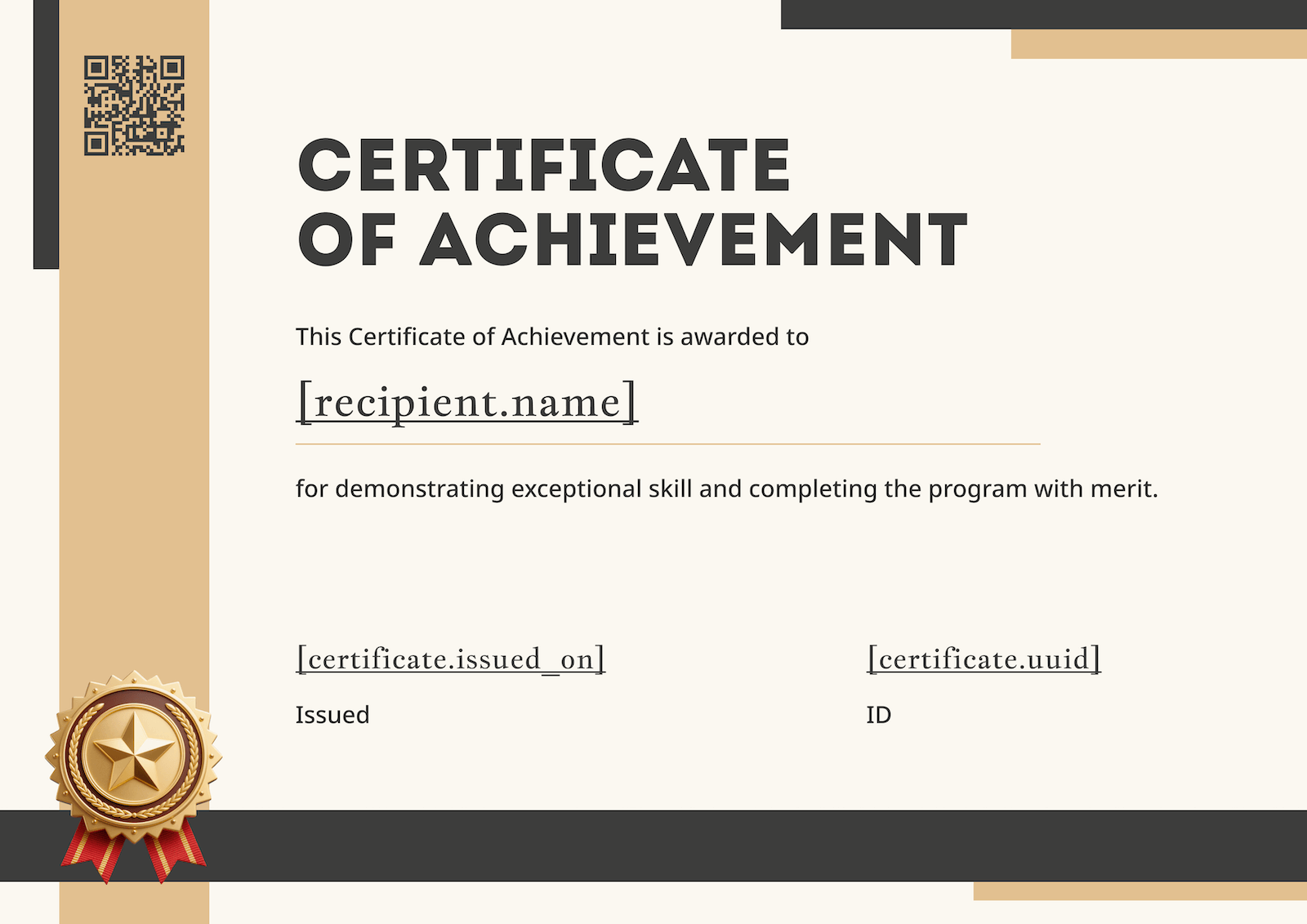 Tan & Charcoal Modern Achievement Certificate