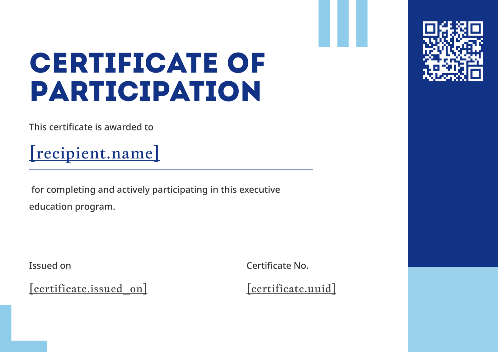 White Blue Geometric Landscape Participation Certificate