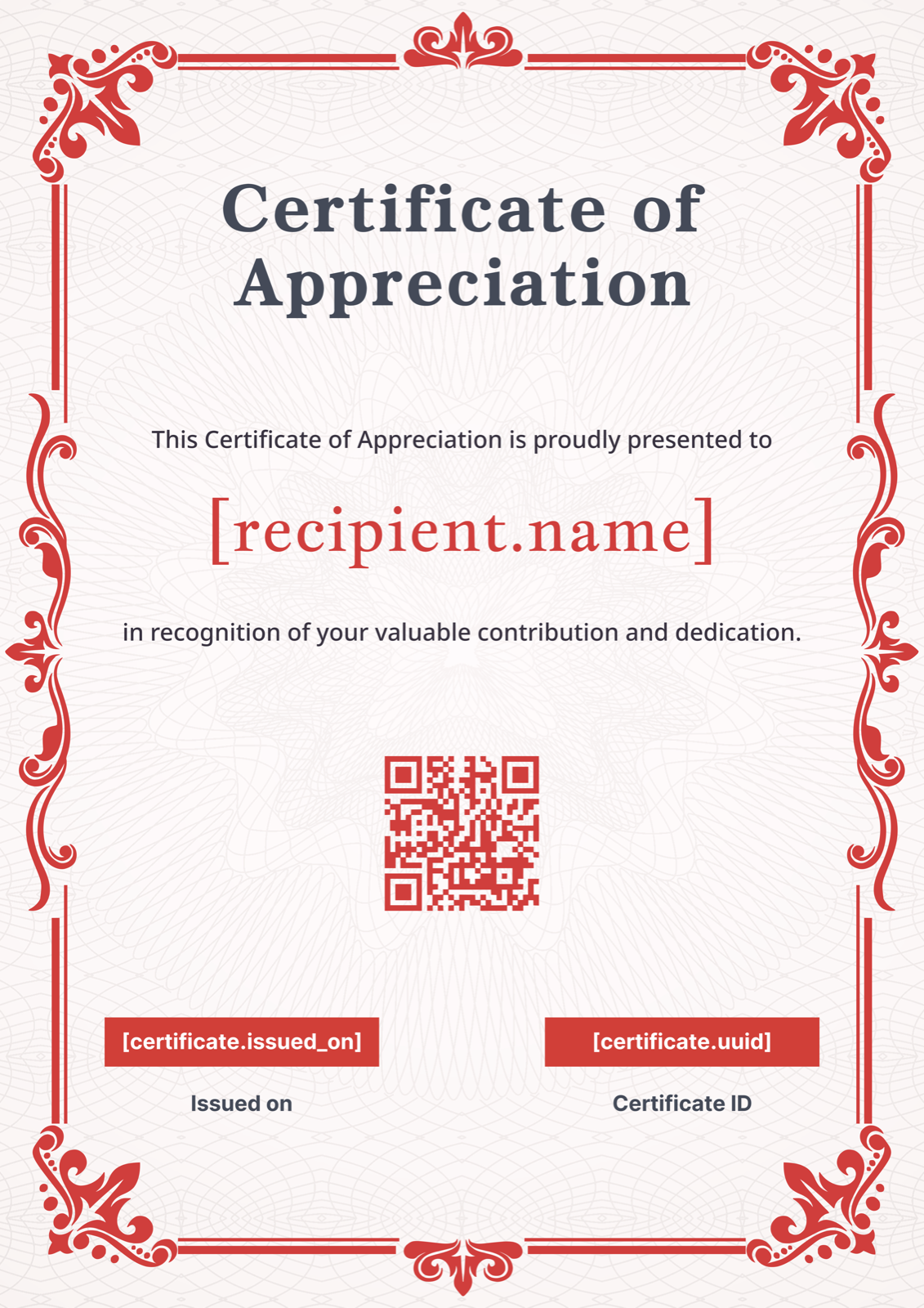 Red Classic Appreciation Certificate