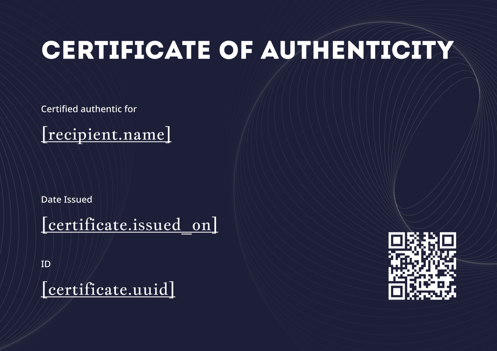 Modern Navy Geometric Certificate of Authenticity Template Preview