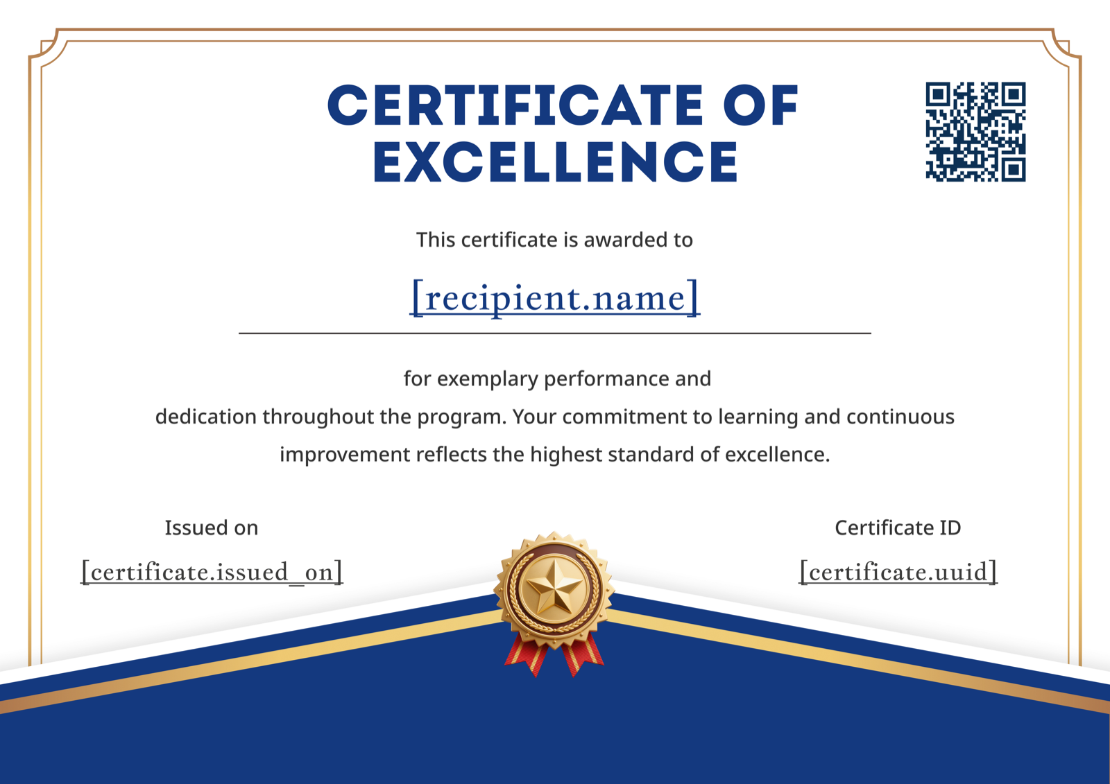 White Blue Wave Landscape Excellence Certificate