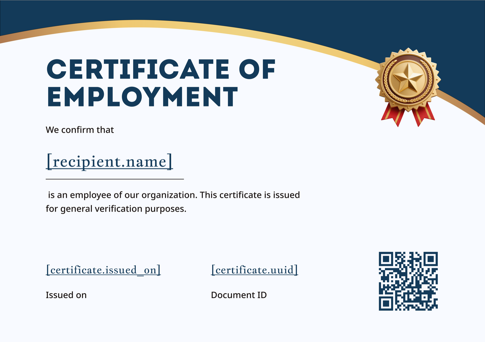 Blue Teal Wave Landscape Certificate of Employment
