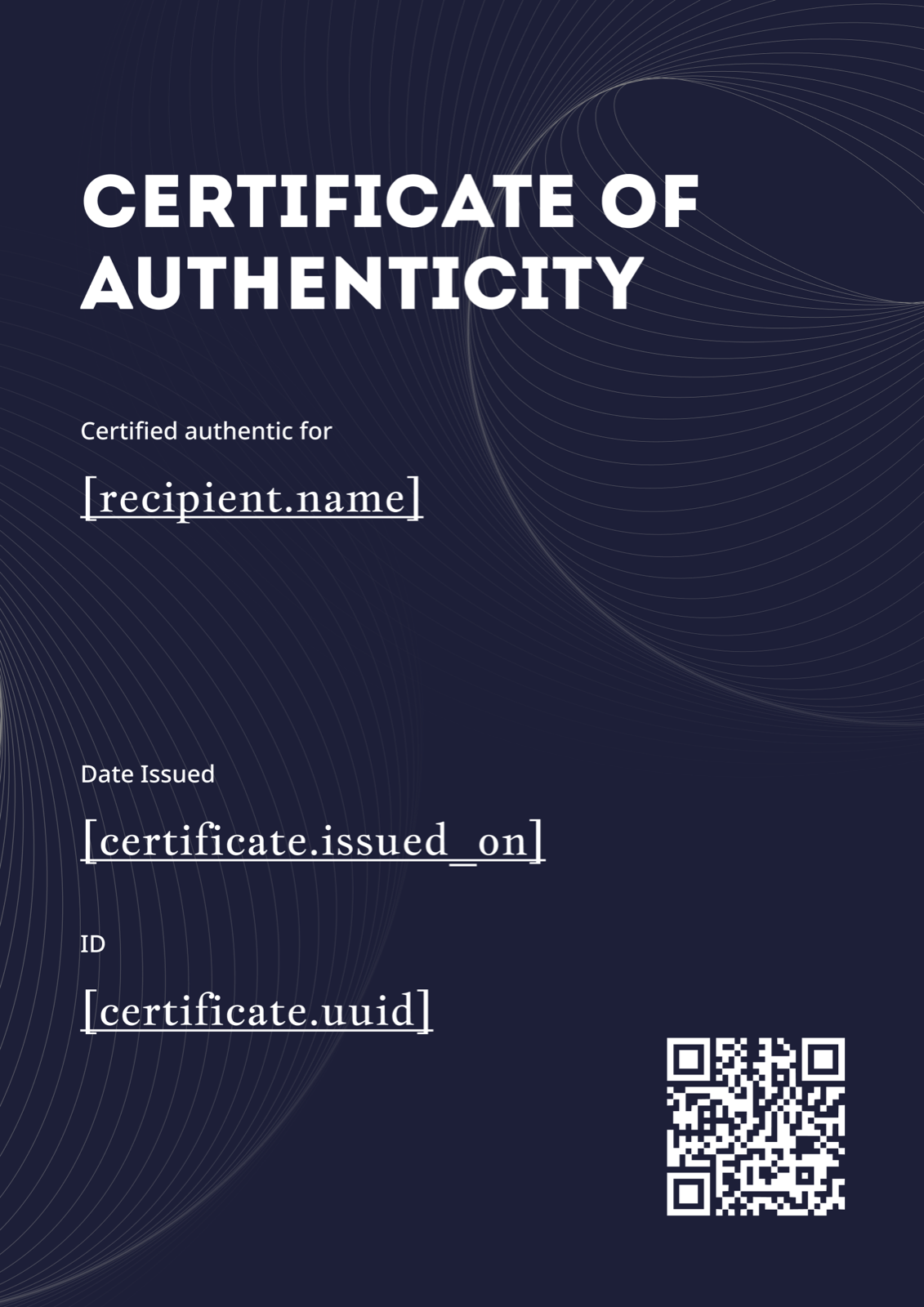 Modern Navy Geometric Portrait Certificate of Authenticity Template Preview