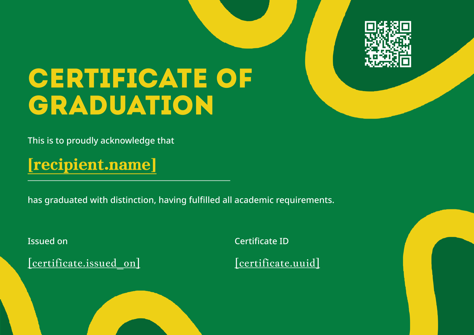 Bold Green Wave Graduation Certificate Landscape - certificate template