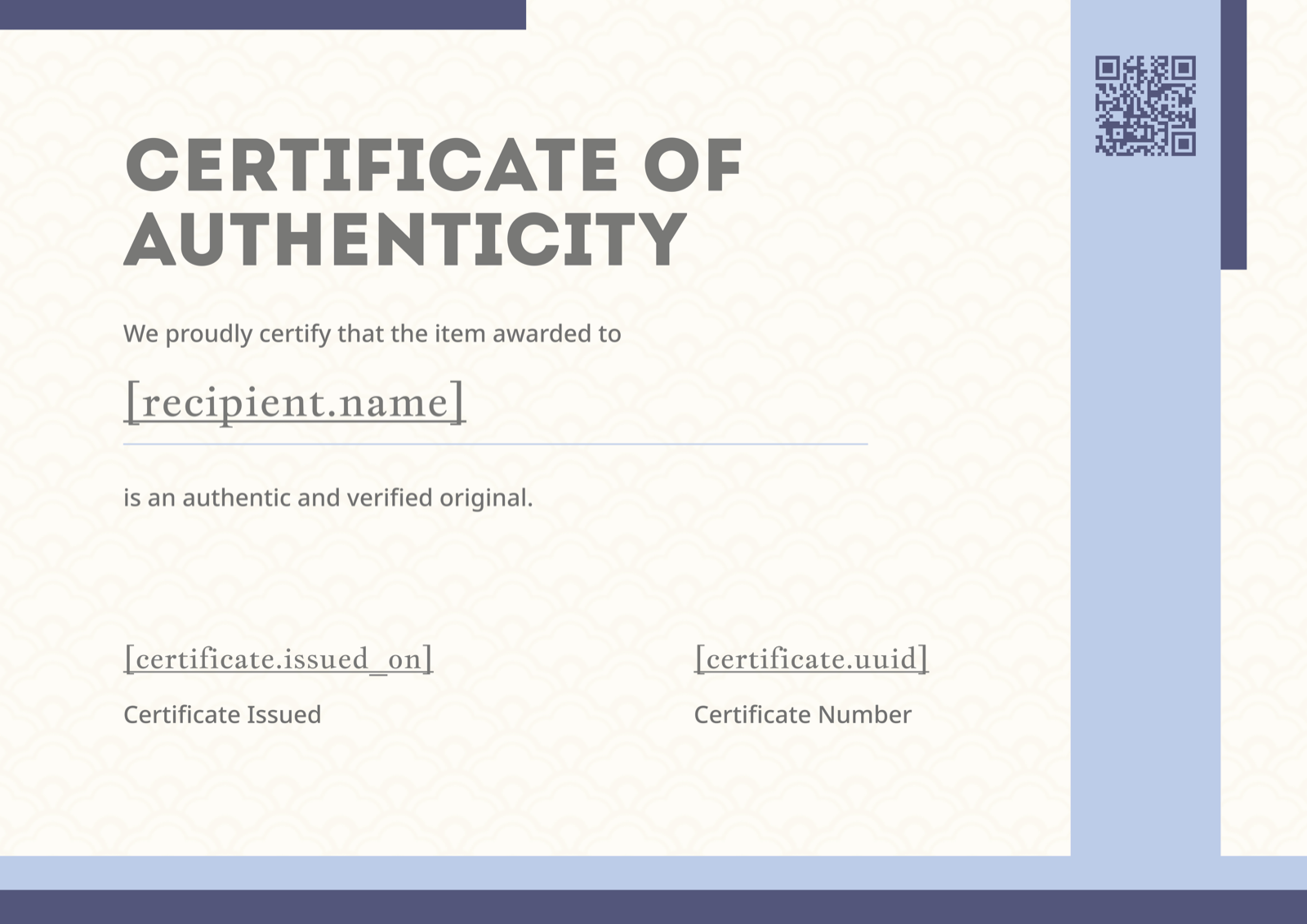 Minimalist Blue Accent Certificate of Authenticity