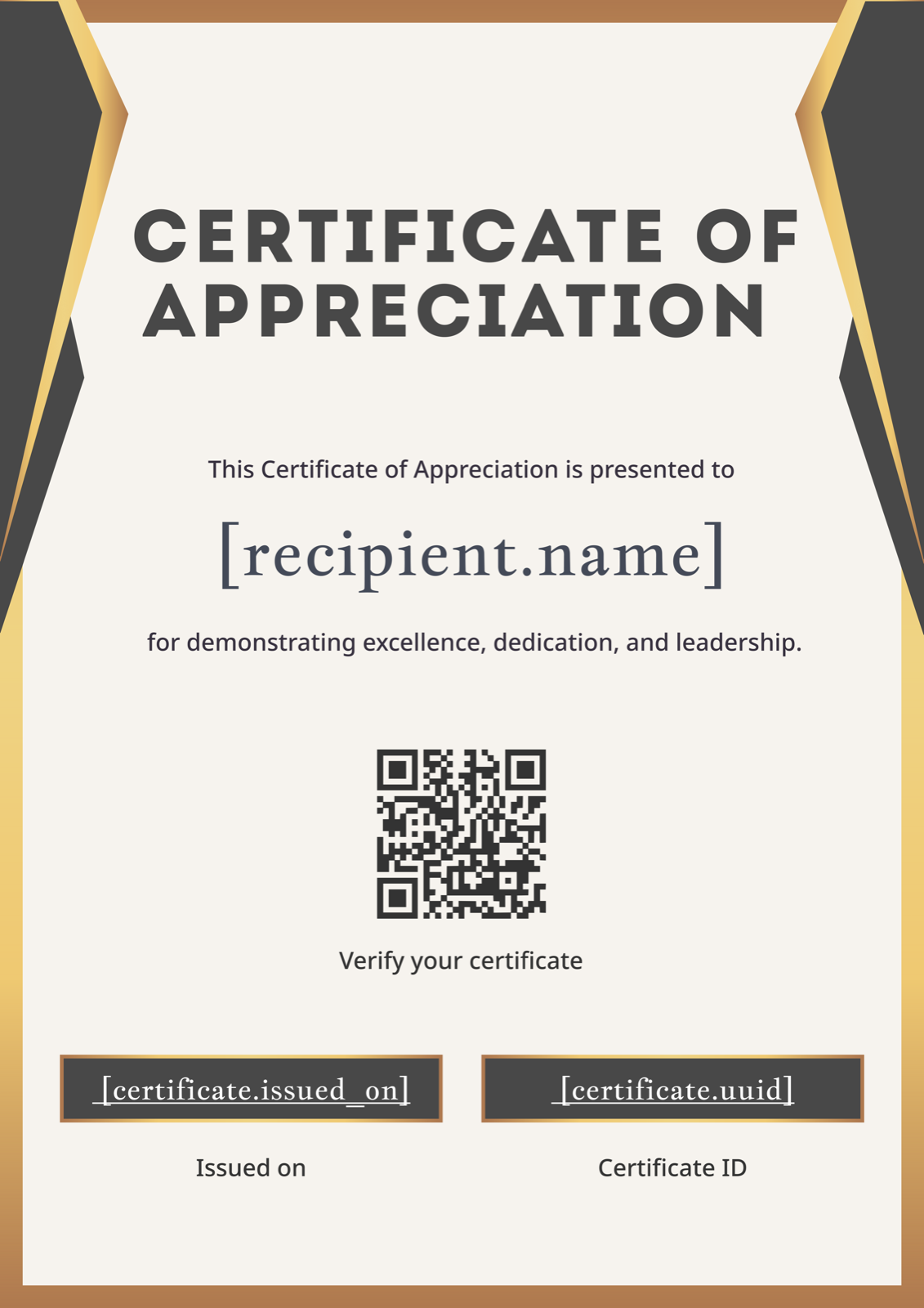 Gold Charcoal Portrait Appreciation Certificate Template Preview