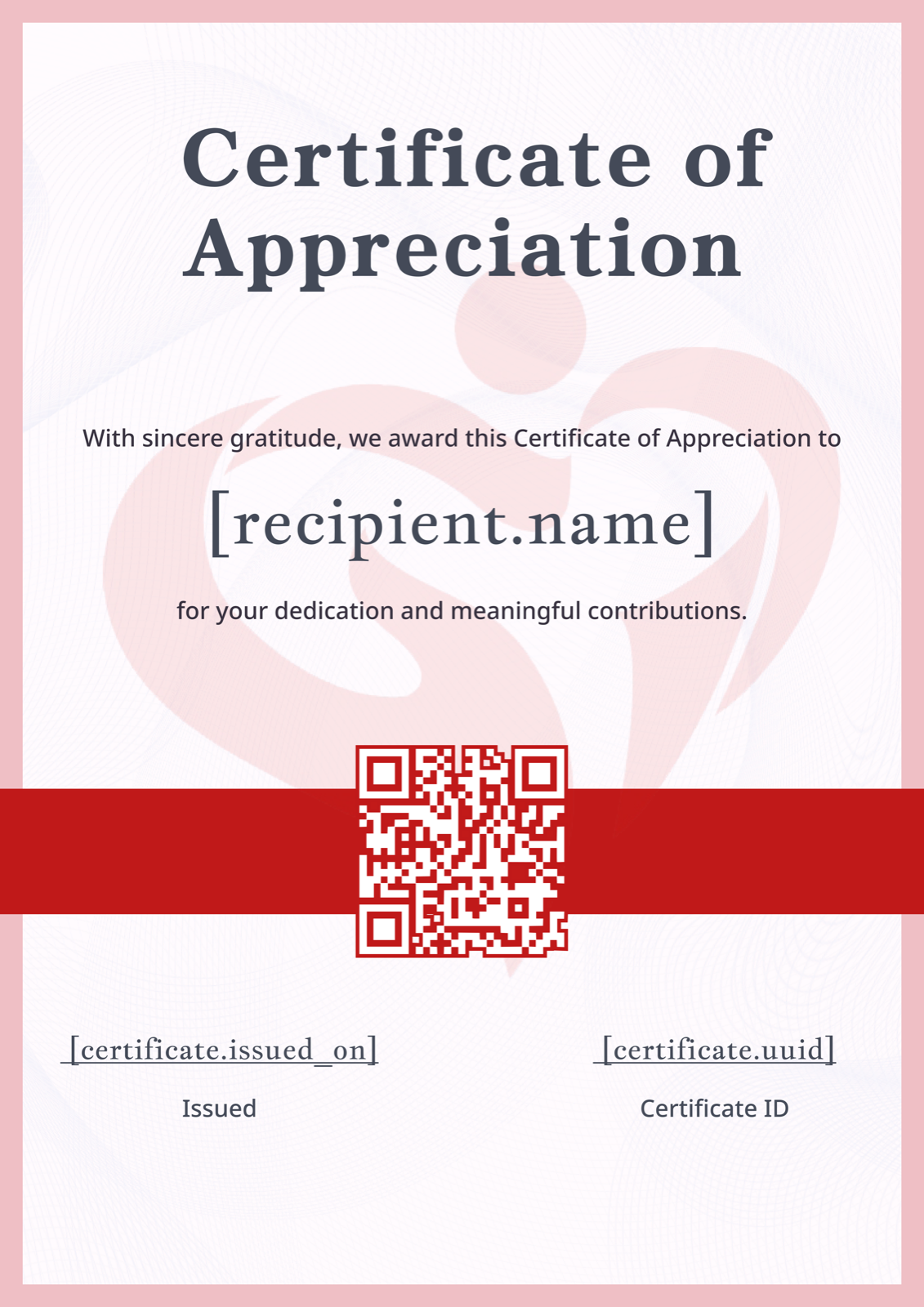 Rose Heart Portrait Appreciation Certificate Template Preview
