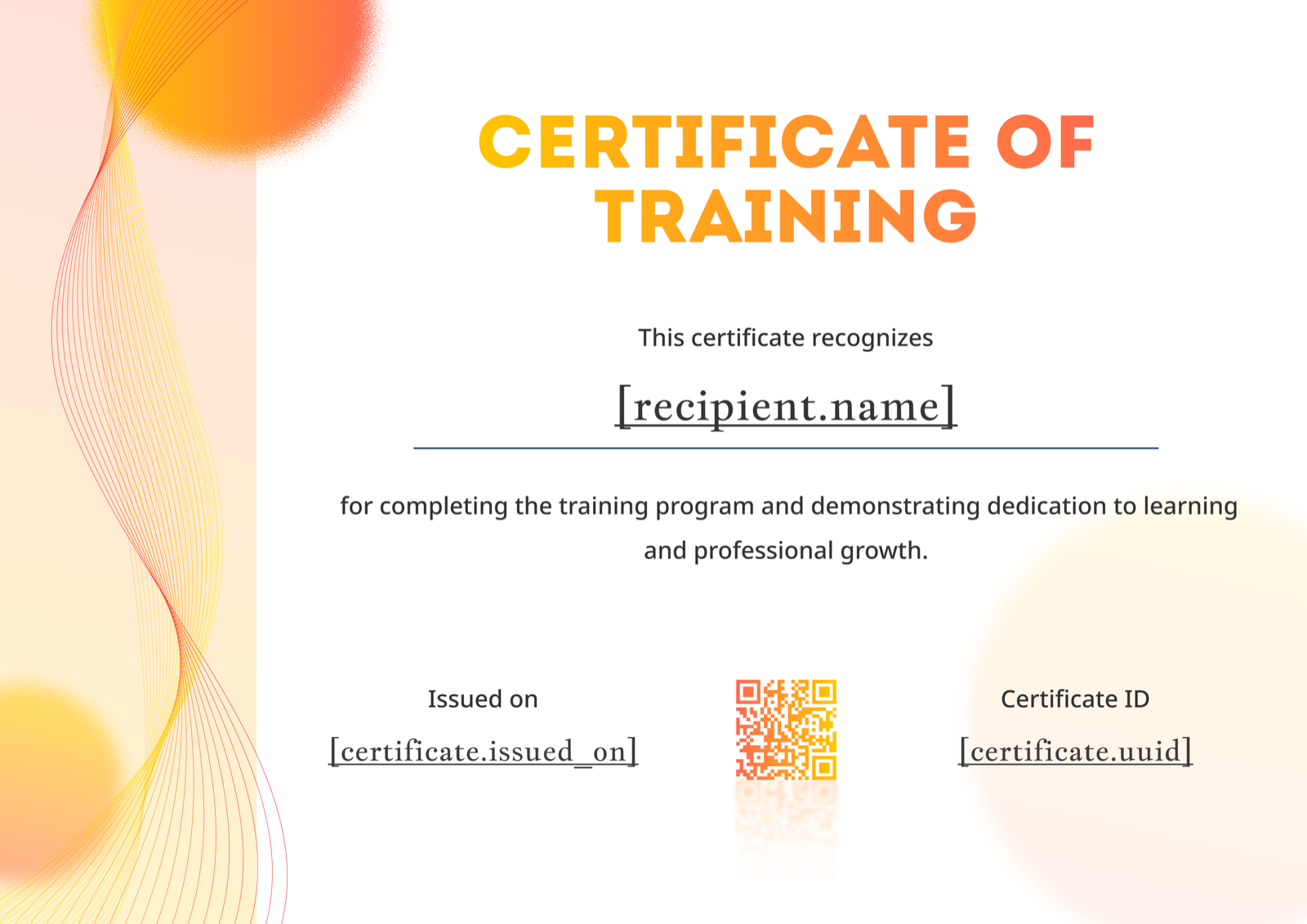 Orange Sunburst Wave Training Certificate - certificate template