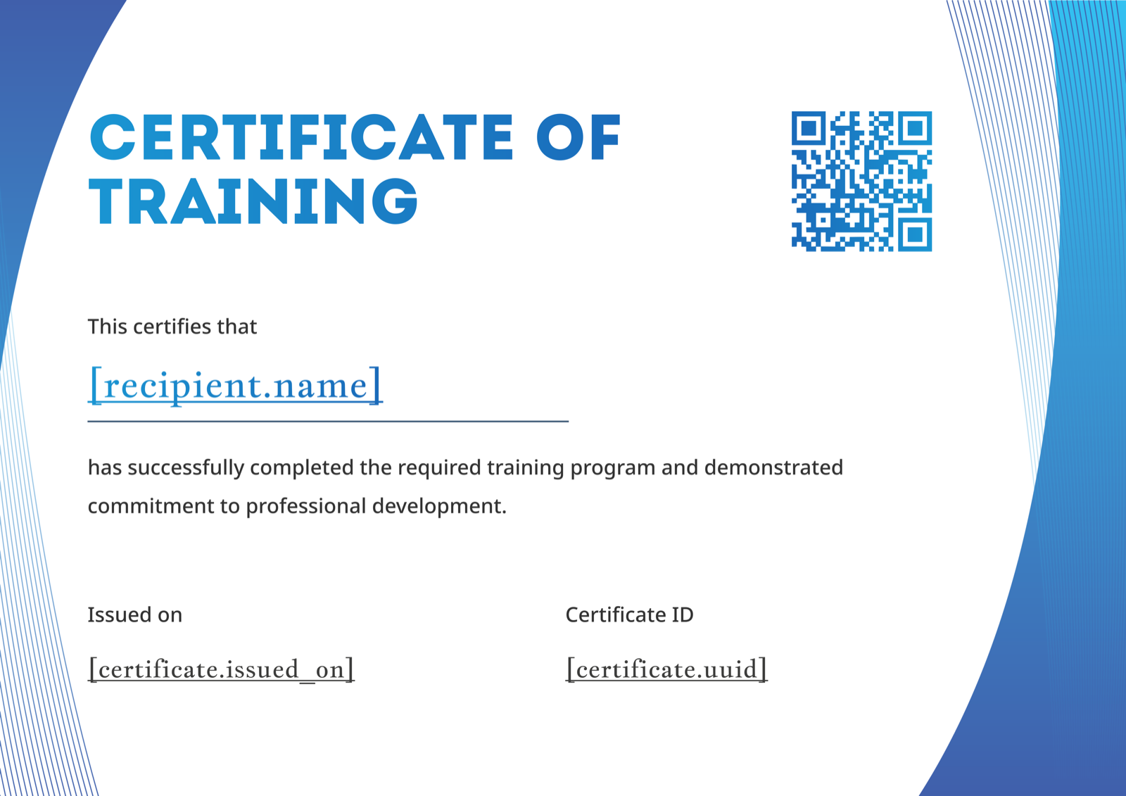 Blue Modern Wave Training Certificate Template Preview