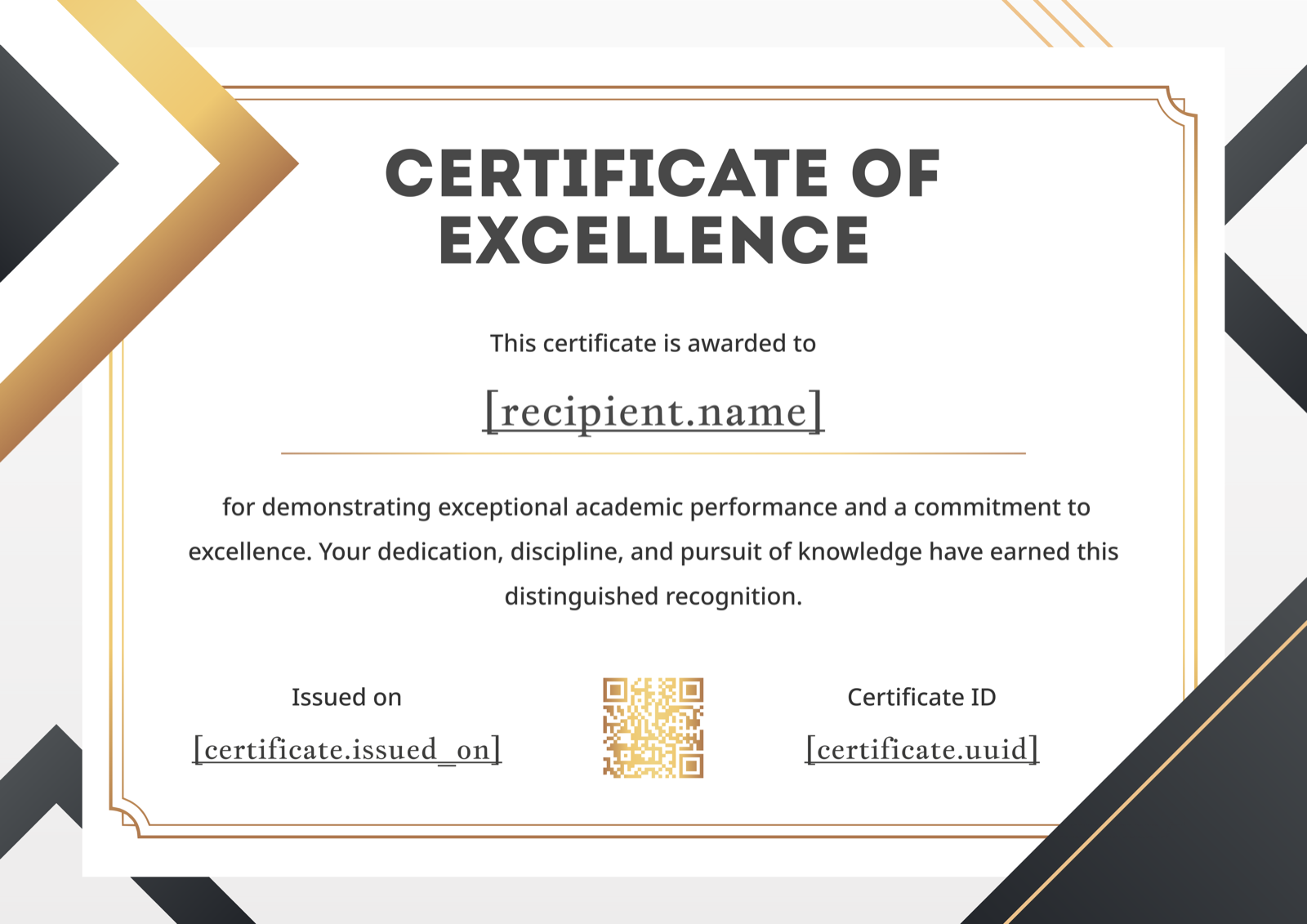 White Gold Charcoal Geometric Landscape Excellence Certificate