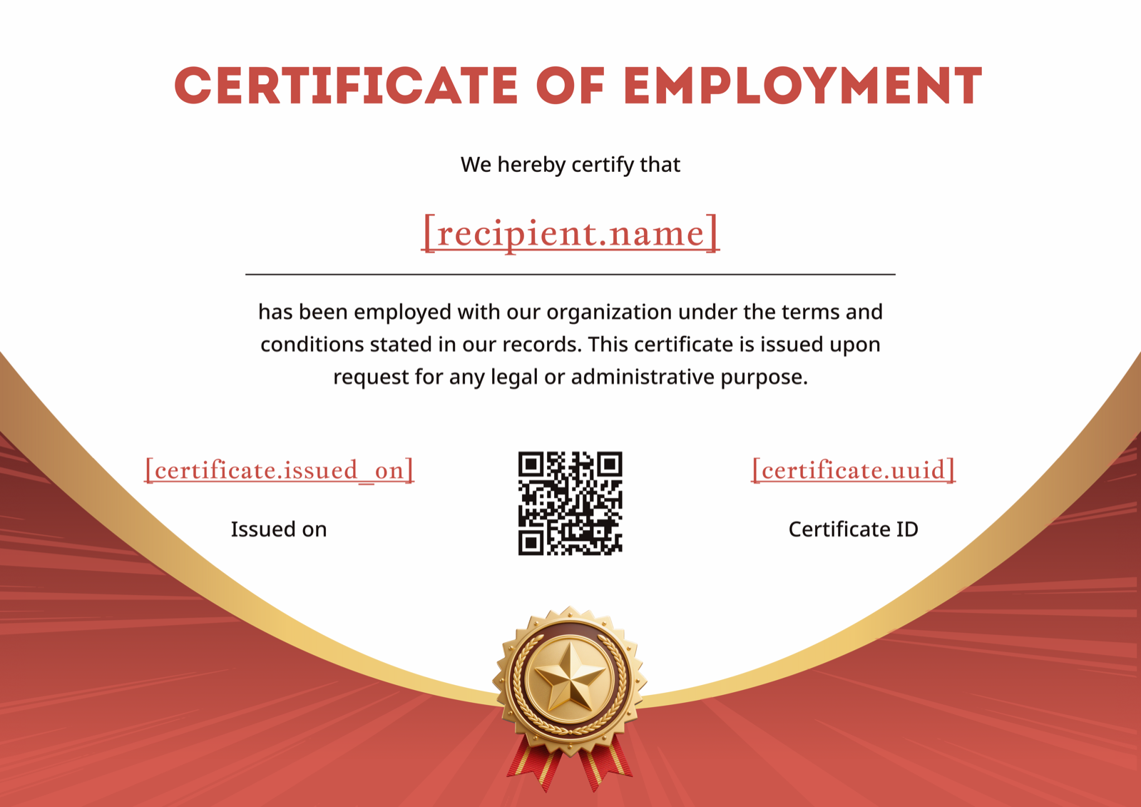 Red Gold Mountain Landscape Certificate of Employment