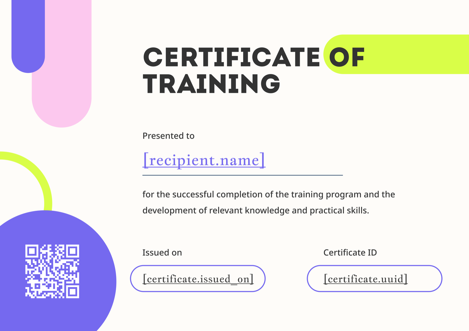 Playful Geometric Training Certificate - certificate template