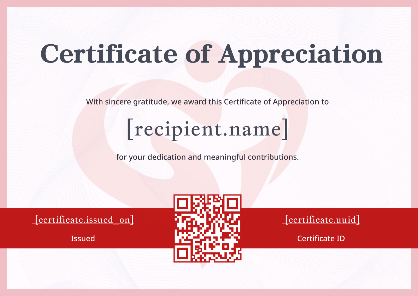 Rose Heart Appreciation Certificate Template Preview