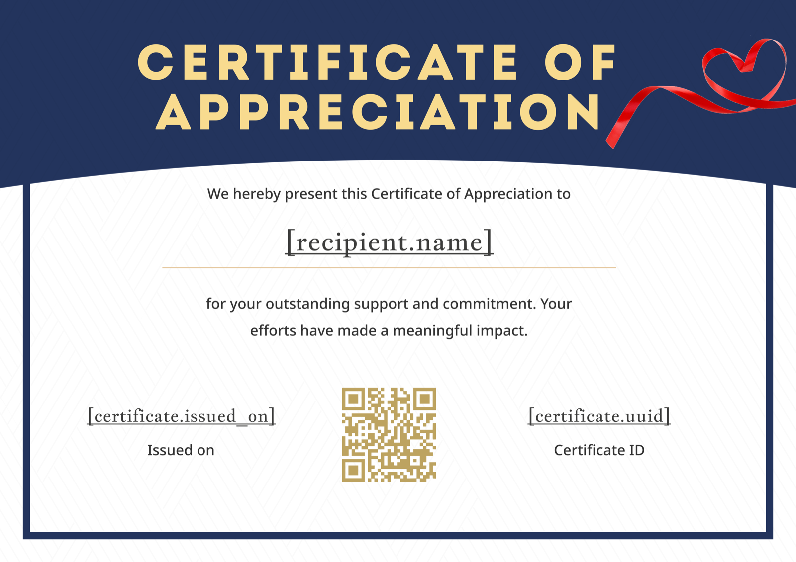 Navy Blue Modern Appreciation Certificate